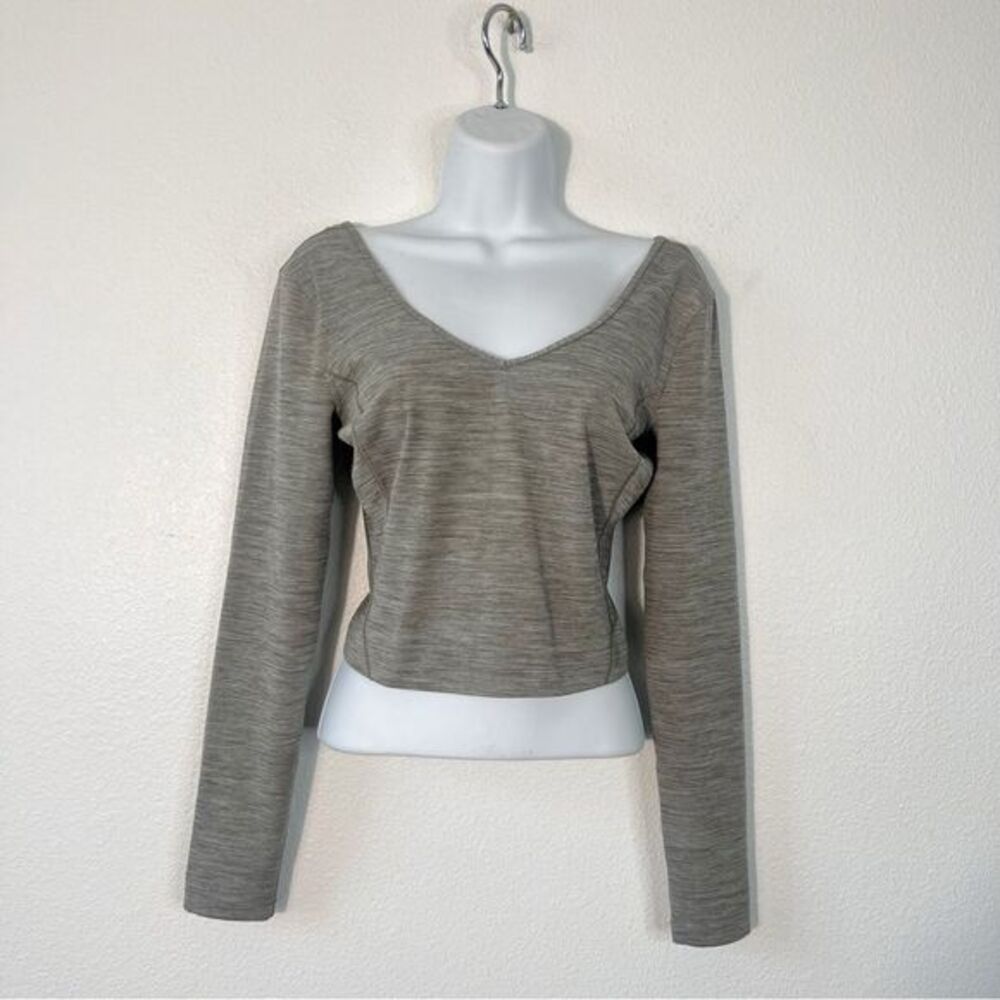 Align Cropped Long Sleeve Top US 6 Heathered Rover Activewear Workout